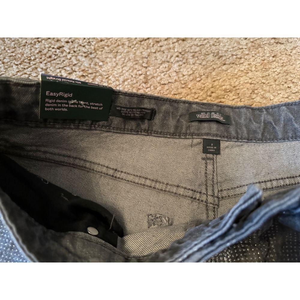 Wild Fable Womens Mid Rise 90s Relaxed Straight Jeans Sparkle Rhinestone Size 8 - Picture 7 of 7